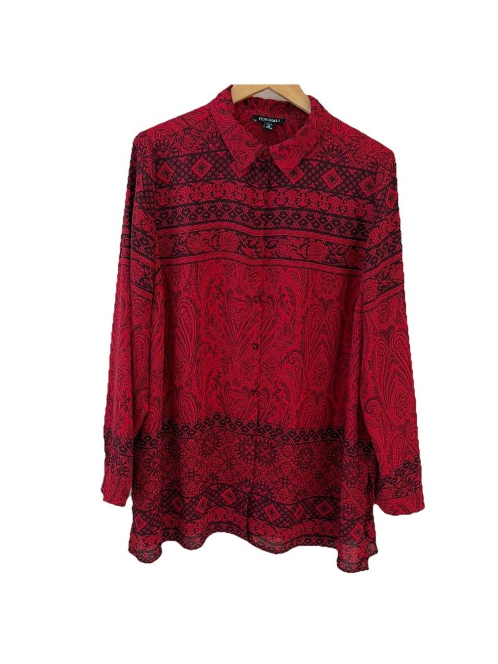 Roz & Ali Women's Button Front Blouse Plus Size 2X Paisley Lightweight Colorful